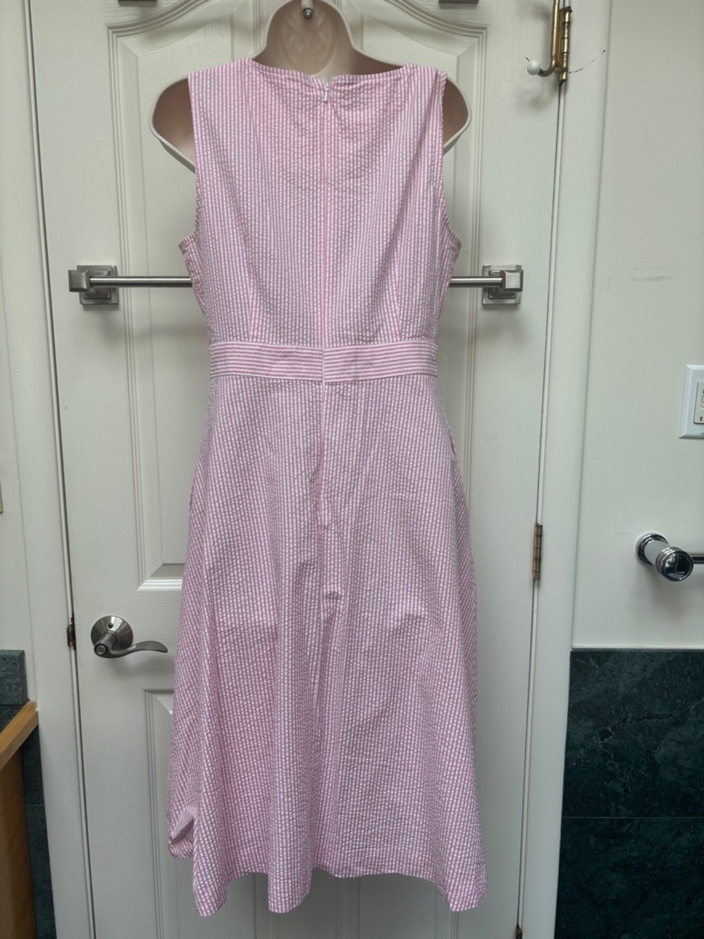 Talbots pink and white seersucker dress. - Picture 3 of 6